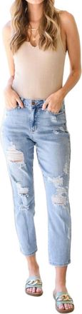 Judy Blue Florence High Waist Destroyed Boyfriend Jean In Light Denim