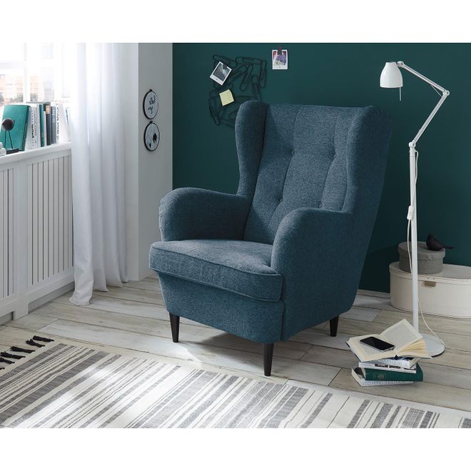 Fredriks home24 Sessel Blau Webstoff Roge ohne Hocker 78 x 102 x 98cm ab 269,99 €