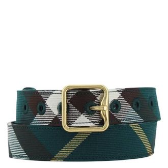 Burberry Square Buckle Check-Pattern Belt, Size Medium