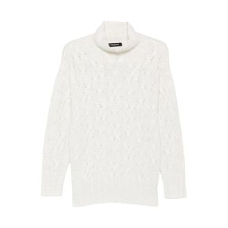Fabiana Filippi Sequin Kabel Gebreide Coltrui - Dames - Coltruien - Wit - S - Pailletten - Truien & Vesten