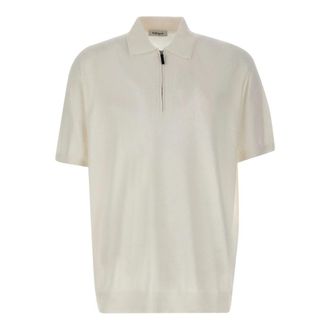 KANGRA Polo met kabelsteek en halve rits - Heren - Polos - Wit - 4XL - Katoen - Tops