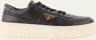 Prada Downtown Leather Low-Top Platform Sneakers