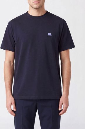 Jil Sander T-shirt girocollo in cotone con logo a contrasto sul petto
