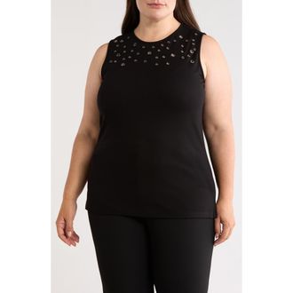 Anne Klein Grommet Detail Shell in Anne Black at Nordstrom, Size 0X