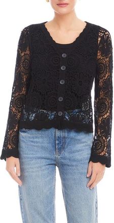 Fifteen Twenty Nelly Crochet Cardigan in Black at Nordstrom, Size Medium