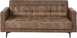 Beliani Sof&aacute; Cama Moderno De 3 Plazas Tapizado De Piel Sint&eacute;tica Reclinable Con Capiton&eacute; Marr&oacute;n Aberdeen