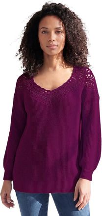 Roaman's Plus Size Crochet Pullover Sweater With Sweetheart Neckline in Dark Berry at Nordstrom, Size 12