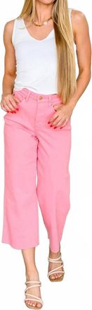 Judy Blue High Rise Tummy Control Wide Leg Crop Jeans In Pink