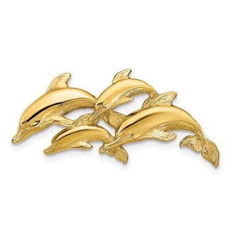 Diamond2Deal 14k Yellow Gold Four Dolphins Omega Slide
