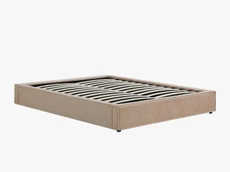 Vente-Unique Rete Contenitore 160 X 200 Cm In Velluto A Coste Beige - Kareso Di Ysm&eacute;e