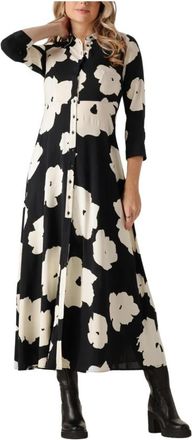 Y.A.S Floral Midi Overhemdjurk - Dames - Maxi kleedjes - Zwart - XS - Kleedjes