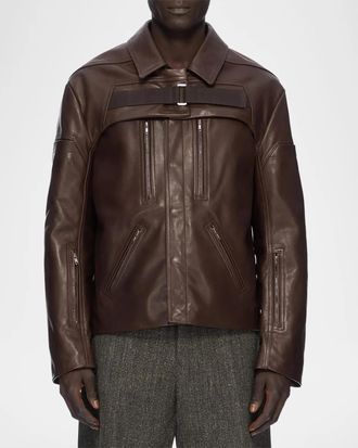 Rick Owens Leather Fitted Jacket