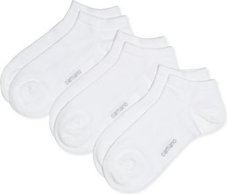 Camano Unisex Ca Soft Sneaker Ankle Socks Pack of 3, White (white), 47