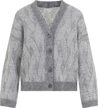 PESERICO Grey Knitted V Neck Cardigan