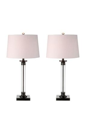 Jonathan Y Designs Mason 30 Glass and Metal LED Table Lamp, Black/Clear at Nordstrom