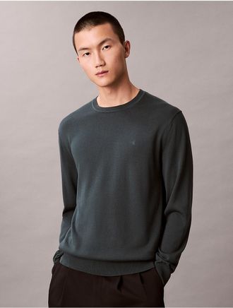 Calvin Klein Mens Supima Cotton Classic Sweater - Green - 2XL