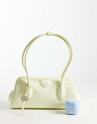 Calvin Klein Borsa da spalla giallo limone martellata con logo-Neutro