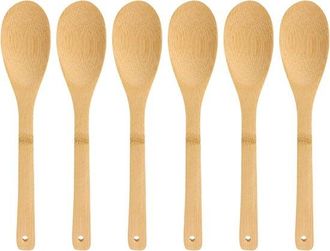 OEM Juego De 6 Cucharas De Madera De Bamb&uacute; Para Cocinar, Resistentes Al Calor Y F&aacute;ciles De Limpiar
