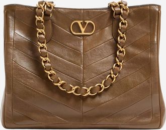 Valentino Garavani Brown Laseine Tote