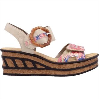 Rieker Women Rose 76 Wedge Sandal In Rose Jungle