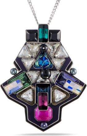 Swarovski Buzz Multicolor Geometric Crystal Pendant Long Chain Necklace