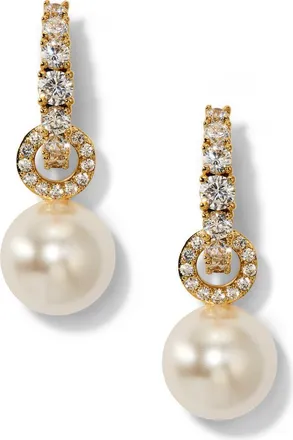 Nadri Imitation Pearl Door Knocker Drop Earrings in Gold at Nordstrom