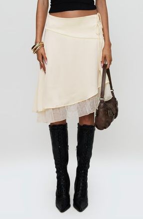 Princess Polly Rosemead Layered Asymmetric Satin Skirt in Cream at Nordstrom, Size 4