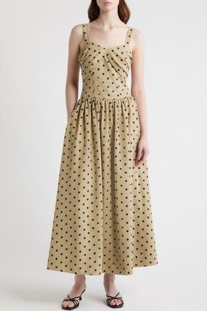 En Saison Hadley Dot Sleeveless Maxi Dress in Tan Black at Nordstrom, Size X-Large