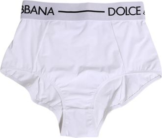 Dolce & Gabbana Wit Logo Tailleband Coulotte Ondergoed - Dames - Onderbroek - Wit - S - Nylon - Ondergoed