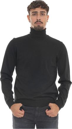 HUGO BOSS Turtleneck Pullover met Logo - Heren - Coltruien - Zwart - M - Wol - Truien & Vesten