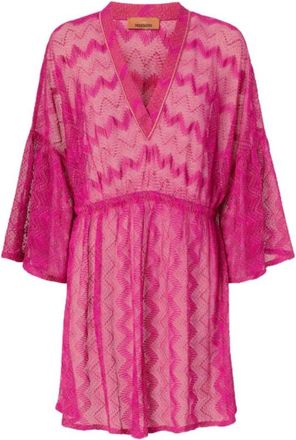 Missoni Kort Strandjurkje - Dames - Zomerkleedjes - Roze - XS - Rayon - Kleedjes