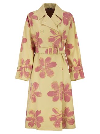 Max Mara Weekend Maxmara Wksradioso waterafstotende gabardine trenchcoat met bloemen