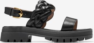 Cole Haan Cressida W32544-001 Sandal Women Black Leather Lug Sole Hawk2995