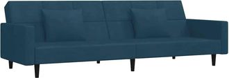 vidaXL Sof&aacute; Cama De 2 Plazas Con Dos Almohadas Terciopelo Azul Vidaxl