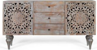 Giner&Colomer Aparador en madera de mango con dos puertas laterales talladas a mano