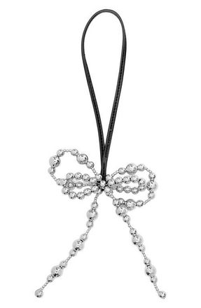 Rebecca Minkoff Beaded Bow Charm in Silver at Nordstrom