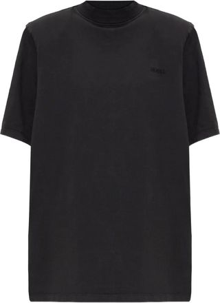 The Attico T-shirt met col en logodetail - Zwart