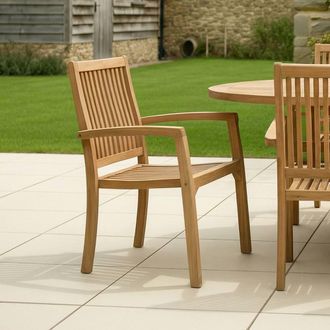Charles Bentley Teak Stacking Chairs - Set of 2 in Natural