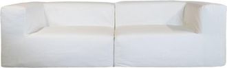 MX HOME Sofá modular - Desenfundable 3 plazas - Algodon lavado blanco