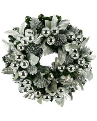 Creative Displays Inc. 28 Silver Shiny Leaves Holiday Wreath