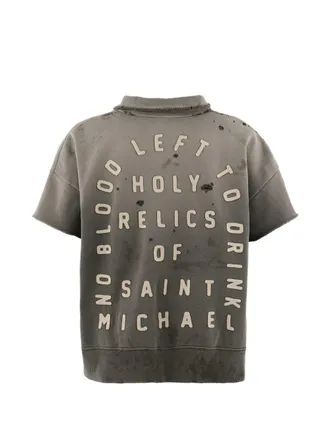 Saint Mxxxxxx Distressed Cotton Logo Polo - Gray