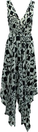 Alice & Olivia Alice + Olivia Printed V-Neck Dress in Multicolor Rayon