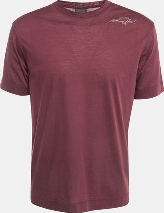 Emporio Armani Burgundy Printed Cotton T-Shirt