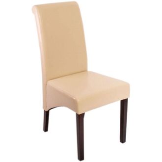 Hhg Set 2x sedie M37 soggiorno sala pranzo elegante lounge pelle 50x46x99cm avorio piedi scuri
