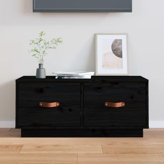 vidaXL Vidaxl - Mueble De Tv De Madera Maciza De Pino Negro 80x34x35 Cm