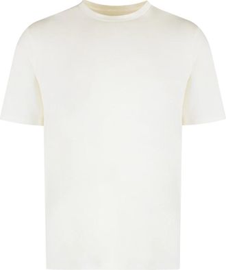 Jil Sander Geribbelde Katoenen Crew-neck T-shirt - Heren - T-shirts - Beige - M - Katoen - Tops