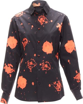 Marni splatter tie dye rose print cotton button-up shirt