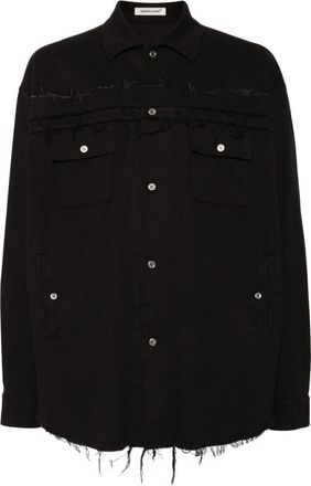 Undercover fringe-edged shirt - men - Wool/Cotton/Polyurethane - 4 - Black