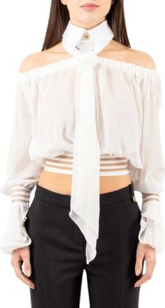 Elisabetta Franchi Mujer, Blusas y Camisas, Blanco, Talla: XS