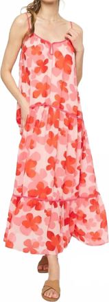 Entro Floral Print Maxi Dress In Red